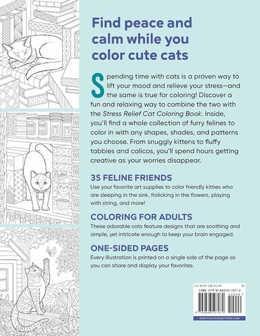 Stress Relief Cat Coloring Book: Calming and Adorable Designs for Adults in Saudi Arabia
