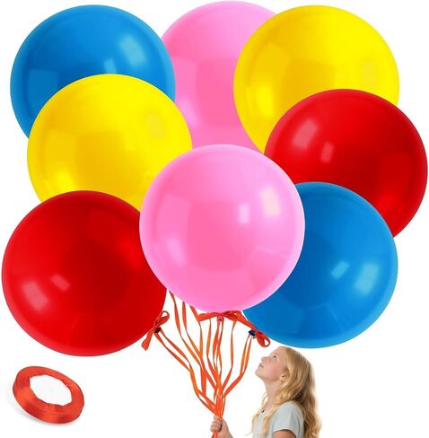 8PCS 36 Inch Latex Big Balloons - RAINFLOW Birthday Balloons,Extra Large Balloon,Helium Giant Balloon for Party,Graduation,Birthday Decorations,Wedding Decorations,Halloween Pink,Red,Blue,Yellow in Saudi Arabia
