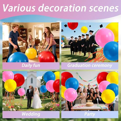 8PCS 36 Inch Latex Big Balloons - RAINFLOW Birthday Balloons,Extra Large Balloon,Helium Giant Balloon for Party,Graduation,Birthday Decorations,Wedding Decorations,Halloween Pink,Red,Blue,Yellow in Saudi Arabia