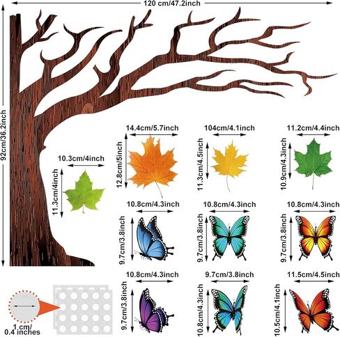 106 Pcs Fall Tree Bulletin Board Decorations Autumn Maple Leaves Butterflies Bulletin Board Tree Cutouts with Glue Points for Autumn Thanksgiving Home Classroom School Chalkboard Wall Decor in Saudi Arabia