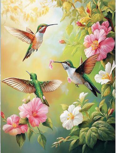 Vividmeng Hummingbird Art Kits للبالغين ، مجموعة أدوات الطلاء الماس للبالغين ، DIY Diy Plant Diamond Paint in Saudi Arabia