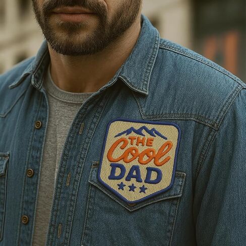 The Cool Dad Patch - Iron On or Sew On Morale Patch Best Dad Ever - Funny Patches for Father Day Gift, DIY Applique Accessories, Trucker Hats, Clothes, Backpack, Friends Size 3 Inches in Saudi Arabia
