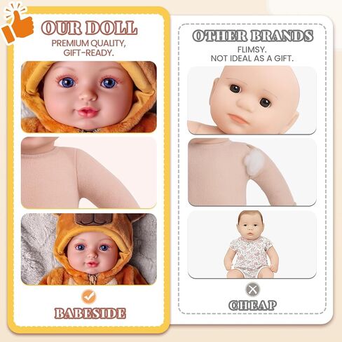 Babeside Capybara Baby Dolls-دمية طفل واقعية ناعمة 15 بوصة مع زجاجة وتغذية Pacifier-من السهل حملها وعناقها ، واللباس ، هدية اللعب للأطفال 3+ in Saudi Arabia