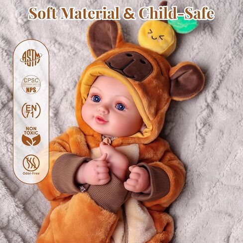 Babeside Capybara Baby Dolls-دمية طفل واقعية ناعمة 15 بوصة مع زجاجة وتغذية Pacifier-من السهل حملها وعناقها ، واللباس ، هدية اللعب للأطفال 3+ in Saudi Arabia