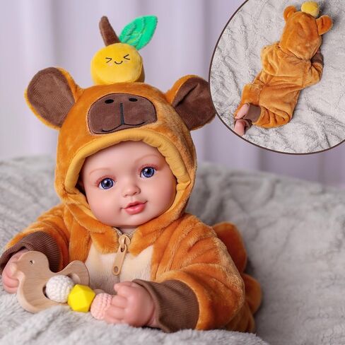 Babeside Capybara Baby Dolls-دمية طفل واقعية ناعمة 15 بوصة مع زجاجة وتغذية Pacifier-من السهل حملها وعناقها ، واللباس ، هدية اللعب للأطفال 3+ in Saudi Arabia