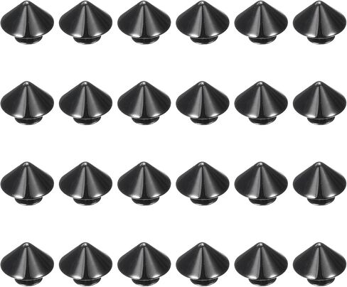 uxcell 24 Pcs Cone Spikes and Studs Kit, 10mm Metal Spikes and Screw Back for Clothing Leather Crafts Fabric Shoes Punk Bags Leathercraft, Black in Saudi Arabia