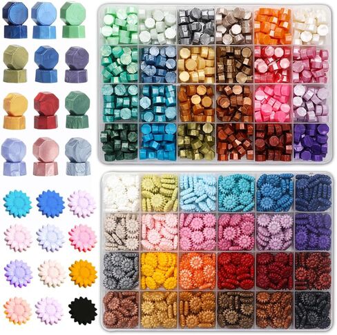 Mix Color 1250pcs Wax Seal Beads for Wax Stamp Seals,Assorted Sealing Beads Ideal for Envelopes, Letters, Wedding Invitations & Wine Bottles -Style N in Kuwait