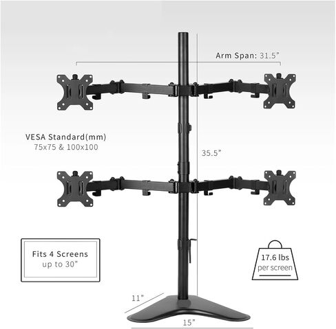 Quad Monitor Desk Stand FreeStanding قابل للتعديل | 4 شاشات 30 بوصة in Saudi Arabia