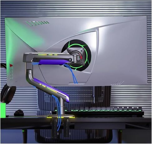 G60 Monitor Arm 32-60 Inch Curved Screen Desktop Monitor Stand 2-20kgs with RGB Light in Saudi Arabia