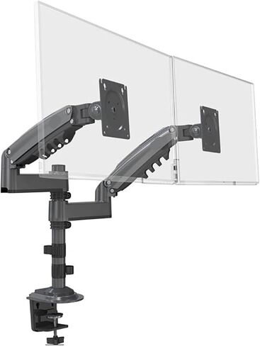 H180 Dual Monitor Desk Stand Gas Spring Motion 17 " - 27" LCD TV Stand Bracket Double Arm Clamp ، 2-9 kg لكل منهما (الفحم غير اللامع) in Saudi Arabia