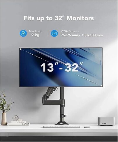 Single Monitor Stand 13" - 32" Screen, Height Adjustable, Swivel, 75/100 Hole spacing in Saudi Arabia