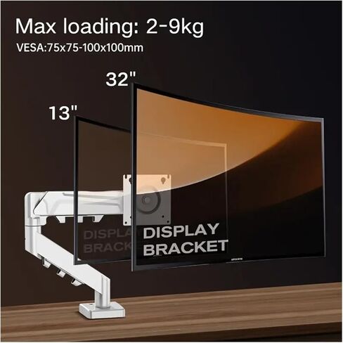 Adjustable Monitor Stand, Monitor Arm Desk Mount, Single Computer Stand for 13-32 Inch Screens (with Clip)(White) in Saudi Arabia