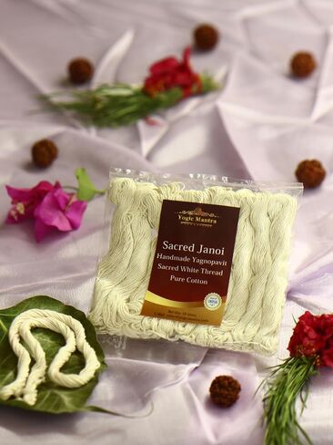 تعويذة اليوغا جانيو الموضوع Yagnopavit | 5 عبوات | خيوط جانوي المقدسة من القطن الخالص | موضوع Upanayana Sanskara Janaeu Puja | جانيفا الروحية لحفلات بوجا الهندوسية وبراهمين in Kuwait