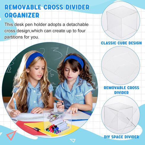 Kosiz 6 Pcs Back to School Stackable Pen Organizer 5.12 Inch Marker Pen Clear Holder Stackable Cube Organizer Removable Divider Acrylic Holder for Office Desk Desktop Storage in Saudi Arabia