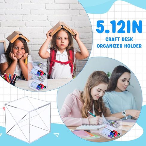 Kosiz 6 Pcs Back to School Stackable Pen Organizer 5.12 Inch Marker Pen Clear Holder Stackable Cube Organizer Removable Divider Acrylic Holder for Office Desk Desktop Storage in Saudi Arabia