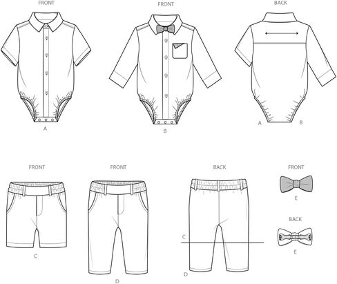 Simplicity SS3079A Babies' Bodysuit Onesies, Pull-on Shorts and Pants Sewing Pattern Packet, Design Code S3079, Sizes XS-S-M-L in Saudi Arabia