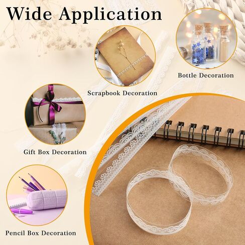 120 Pcs Lace Stickers Vintage Scrapbook PET Tapes Waterproof Embellishment Stickers Decoration Supplies for Scrapbooking Journals Wedding Planners Laptops Photo Frame Crafts in Saudi Arabia