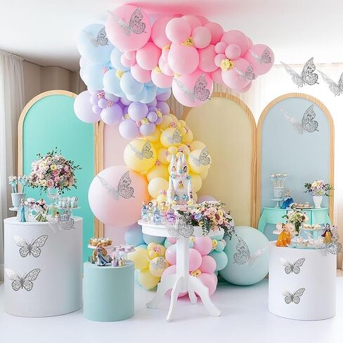 36Pcs Butterfly Cupcake Topper,3D Butterfly Cake Topper 4 Styles 3 Sizes,Silver Butterfly Decorations for Wedding Anniversary Birthday Party Decorating in Saudi Arabia