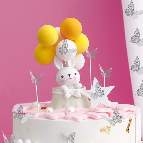 36Pcs Butterfly Cupcake Topper,3D Butterfly Cake Topper 4 Styles 3 Sizes,Silver Butterfly Decorations for Wedding Anniversary Birthday Party Decorating in Saudi Arabia