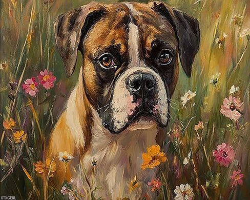 XTXGERL Boxer Dog Paint by Number for Adults, Acrylic Easy Paint by Numbers for Adults Beginner, Cute Dog DIY Painting by Numbers for Gift Home Wall Decor 16x20in in Saudi Arabia