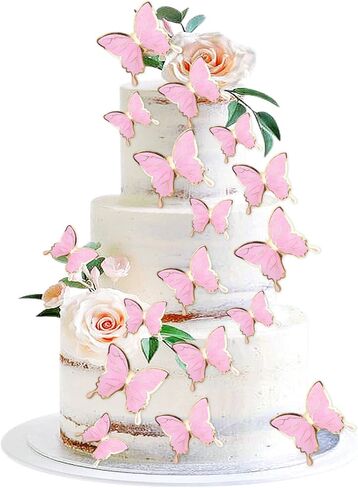 30pcs كعكة الفراشة أعلى الأقطار 3D الذهب الوردي ذيل الفراشة حفلة عيد ميلاد كب كيك أعلى الأقطار الزخارف للذكرى in Kuwait
