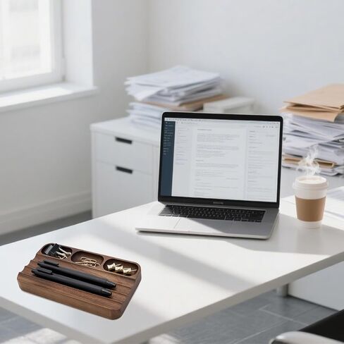 منظم حامل القلم لمكاتب المكاتب ، وقم بمكتبي Walnut ، وملحق Trayoffice Wave Pen ، وهدايا المعلمين ، ومناسبة للمدرسة ، والمنزل ، وملحقات سطح المكتب المكتبية (LOG-3) in Kuwait