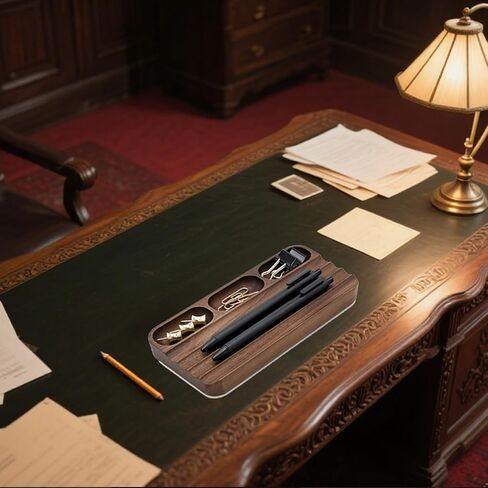منظم حامل القلم لمكاتب المكاتب ، وقم بمكتبي Walnut ، وملحق Trayoffice Wave Pen ، وهدايا المعلمين ، ومناسبة للمدرسة ، والمنزل ، وملحقات سطح المكتب المكتبية (LOG-3) in Kuwait