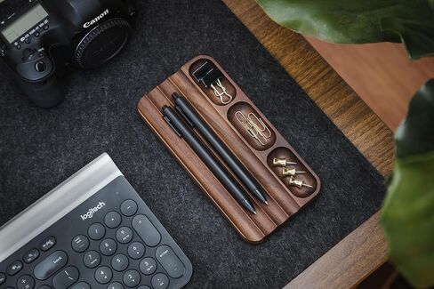 منظم حامل القلم لمكاتب المكاتب ، وقم بمكتبي Walnut ، وملحق Trayoffice Wave Pen ، وهدايا المعلمين ، ومناسبة للمدرسة ، والمنزل ، وملحقات سطح المكتب المكتبية (LOG-3) in Kuwait