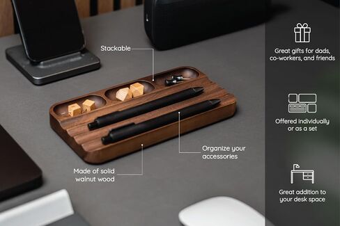 منظم حامل القلم لمكاتب المكاتب ، وقم بمكتبي Walnut ، وملحق Trayoffice Wave Pen ، وهدايا المعلمين ، ومناسبة للمدرسة ، والمنزل ، وملحقات سطح المكتب المكتبية (LOG-3) in Kuwait