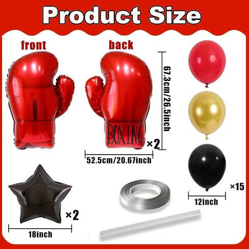 Red Boxing Gloves Balloons Boxing Balloons for Boxing Birthday Party Decorations Fight Night Decorations Wrestling Party WWE Party Boxing Sports Themed Party UFC Boy Man Birthday Party Anniversary in Saudi Arabia