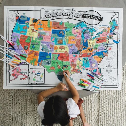 MindWare Color and Find Map Posters: The World and The United States of America – Large Coloring Posters for Kids Ages 6 & Up – Teach Geography, Landmarks and Cultures Around The World in Saudi Arabia