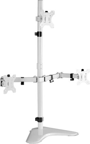 White Triple Monitor Desk Stand with Adjustable Base for 3 Screens up to 30 inches in Saudi Arabia