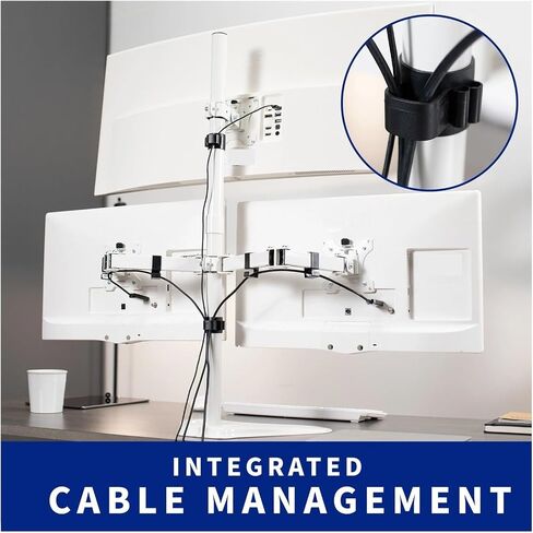 White Triple Monitor Desk Stand with Adjustable Base for 3 Screens up to 30 inches in Saudi Arabia