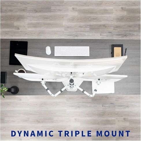 White Triple Monitor Desk Stand with Adjustable Base for 3 Screens up to 30 inches in Saudi Arabia
