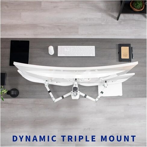 White Triple Monitor Adjustable Desk Stand, 3 Screens up to 30 inches in Saudi Arabia