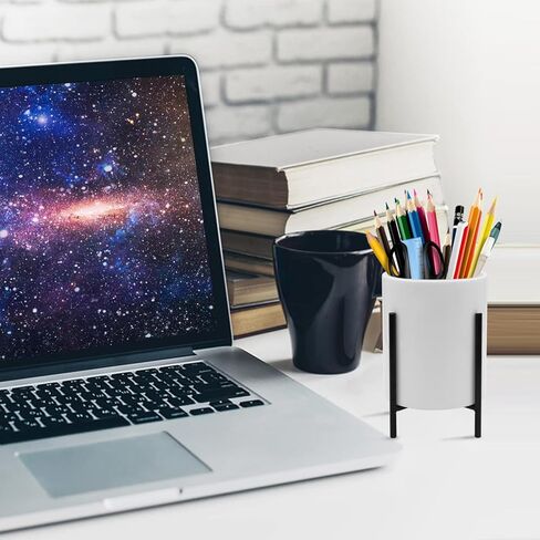 حامل قلم رصاص للمكتب ، حاملي القلم السيراميك مع قوس معدني للمكتب والأسرة ، منظم قرطاسية سطح المكتب حامل فرشاة مكياج طاولة لطيف للنساء ، 4.7 * 3.15 بوصة in Kuwait