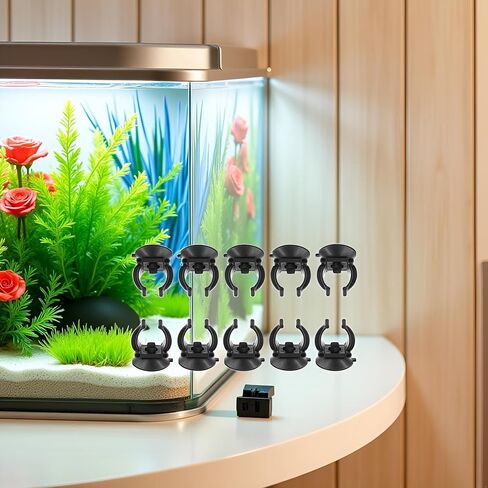 10PCS Black Suction Cup Fish Tank Aquarium Heater Rubber Clip Airline Tubing Glass Holder Pet Supplies Cost- Effective Fashion in Practical Aquarium Pumps and Filters(18-22MM) in Saudi Arabia