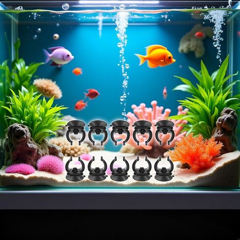10PCS Black Suction Cup Fish Tank Aquarium Heater Rubber Clip Airline Tubing Glass Holder Pet Supplies Cost- Effective Fashion in Practical Aquarium Pumps and Filters(18-22MM) in Saudi Arabia