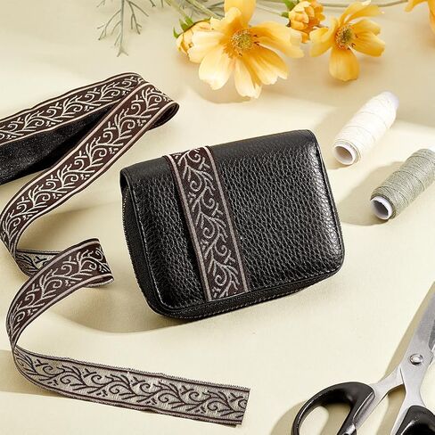 PH PandaHall 10 Yards Jacquard Ribbon 1 inch Boho Lace Trim Vintage Floral Embroidered Ribbon Ethnic Style Lace Trim for Sewing Handmade Bag Clothing Decoration DIY Crafts, Brown in Saudi Arabia