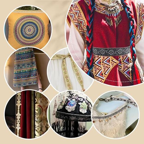PH PandaHall 10 Yards Jacquard Ribbon 1 inch Boho Lace Trim Vintage Floral Embroidered Ribbon Ethnic Style Lace Trim for Sewing Handmade Bag Clothing Decoration DIY Crafts, Brown in Saudi Arabia