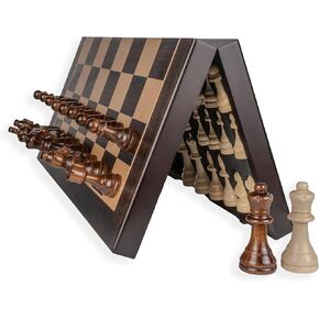 17" Magnetic Chess Set – The Largest Foldable Travel Board with Hand-Carved Oversized Pieces, Foam Storage Slots, 2 Extra Queens, and Premium Gift Packaging in Saudi Arabia