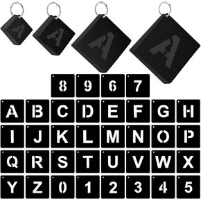144 PCS Letter and Number Stencils 4 أحجام قابلة لإعادة الاستخدام من البلاستيك الأبجدية. in Kuwait
