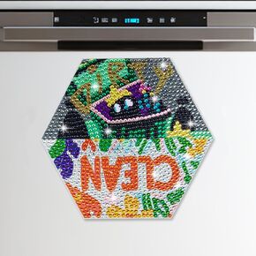 SWATOM عباد الشمس الماس اللوحة نظيفة قذرة غسالة الصحون المغناطيس القوي مغناطيسات نظيفة/قذرة لعلامة غسالة الصحون ملصقات لاصقة ديكور المطبخ مؤشر عكسي in Kuwait