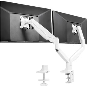 White Dual Extra Wide 40 Inch Computer Monitor Desk Mount with Pneumatic Springs - in Saudi Arabia