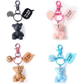 سلسلة مفاتيح YOU WIZV Bear من الراتنج باللون الأسود وحلقة مفاتيح رائعة لمفاتيح السيارة، وإكسسوارات حقيبة الظهر، هدية تزيين للنساء والفتيات in Kuwait