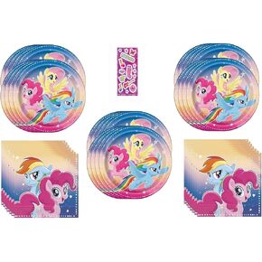 تشمل حزمة حزمة استحمام الطفل الصغيرة في Pony Pony Supplies 24 لوحة غداء و 32 مناديل in Kuwait