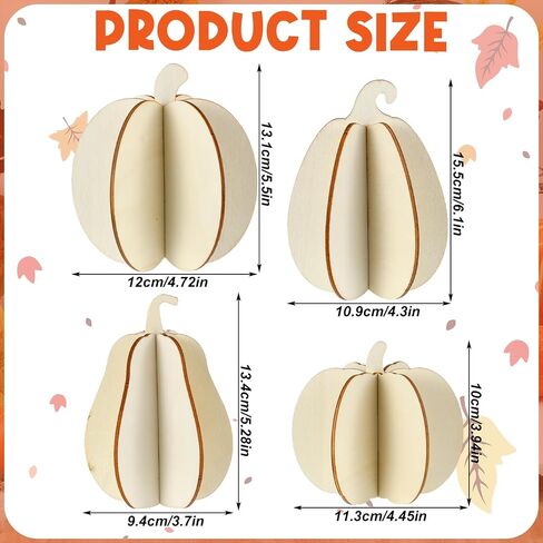 Weysat 72pcs DIY Fall 3D Pumpkins Wood Crafts to Paint Unfinished Wooden Pumpkin Cutout Thanksgiving Fall Crafts Autumn Harvest Thanksgiving Halloween Ornaments for Painting Decorations in Saudi Arabia