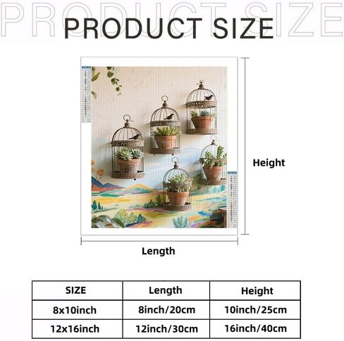yvkew 5D Diamond Painting Succulents Plant Wall Art Creation Indoor DIY Craft Activity Minimalist Abstract Style Full Round Drill Design Rustic Metal Birdcages with Succulents 8x10 inch in Saudi Arabia