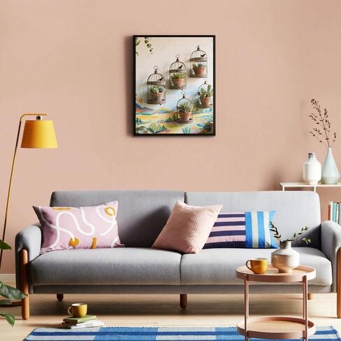 yvkew 5D Diamond Painting Succulents Plant Wall Art Creation Indoor DIY Craft Activity Minimalist Abstract Style Full Round Drill Design Rustic Metal Birdcages with Succulents 8x10 inch in Saudi Arabia