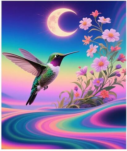 yvkew 5d diamond Painting Beauty Beauty Bird Leaff Project Project Action Movie Complyist Abstract Style Canvas Canvas Material Colorful Hommingbird بالقرب من Flower Flower in Saudi Arabia